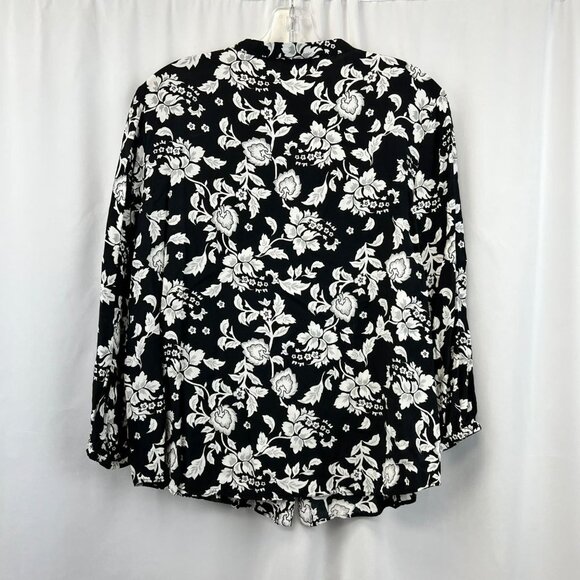 White House Black Market Floral Lace Button Up Top Black/Multi Size Large - Picture 5 of 7